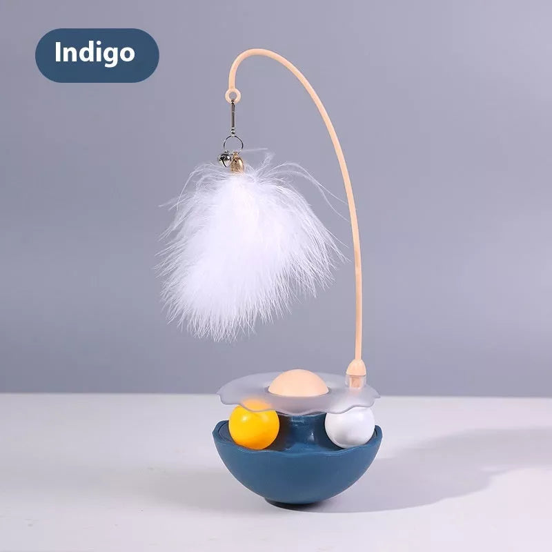 Interactive Cat Toy with Catnip, Feather Wand, and Spinning Balls