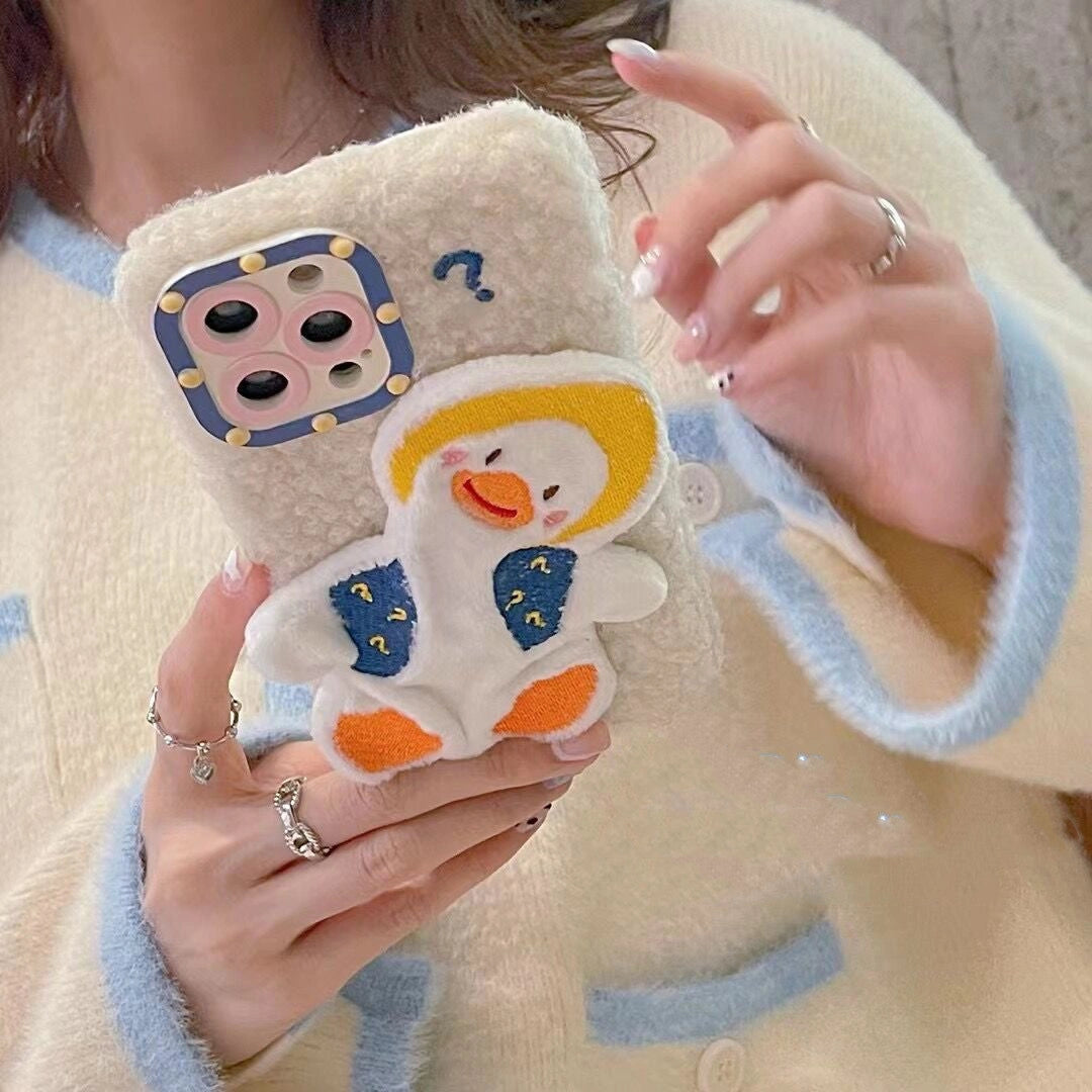 Cartoon Cute Question Mark Duck Plush Phone Case