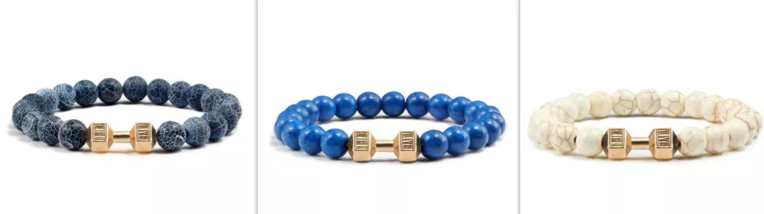 Turquoise Energy Gun Black Electroplated Alloy Barbell Bracelet