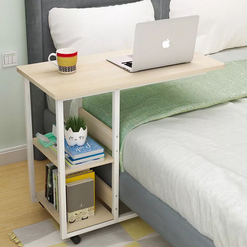 Portable Bedside Table with Walnut Finish for Laptops
