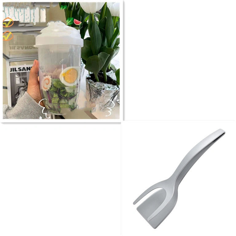 1000ml BPA-Free Salad Cup Set with Fork and Dressing Holder