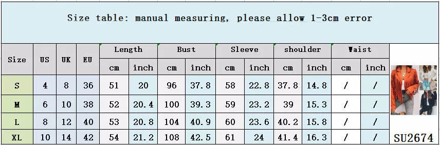 Women's PU Leather Short Coat with Tassel Detail for Autumn and Winter