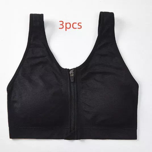 Front Zipper Sports Bra with Shockproof Support and Beauty Back