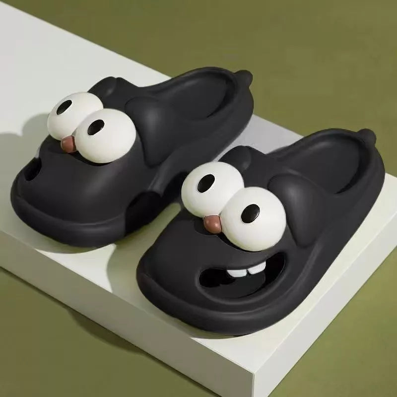 Cartoon Big Eye Dog Slippers for Women in Multiple Colors