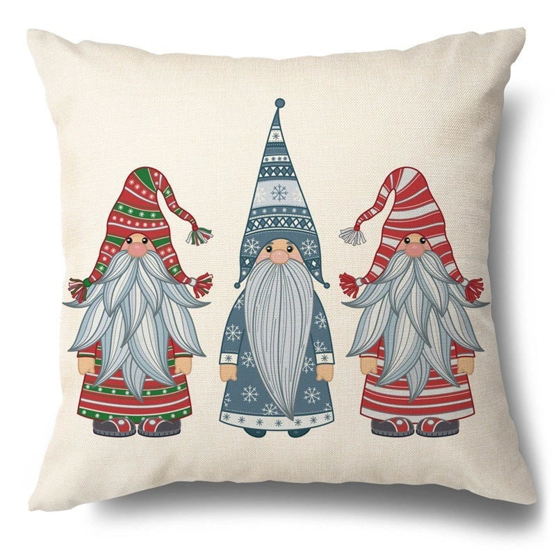 Christmas Flax Elk Pillowcase with Hidden Zipper for Easy Use