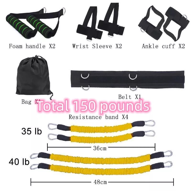 Drawstring elastic resistance band set for fitness training