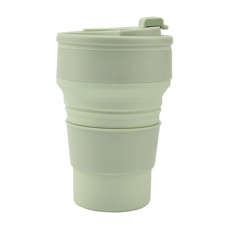Collapsible Silicone Travel Mug with Leak-Proof Cover