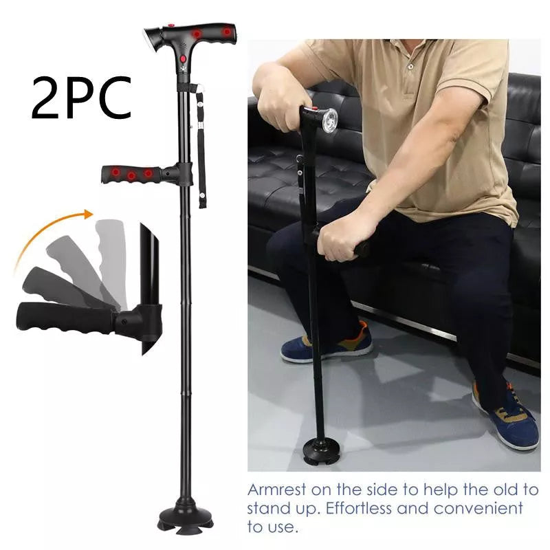 Adjustable Aluminum Walking Stick with Foldable Design