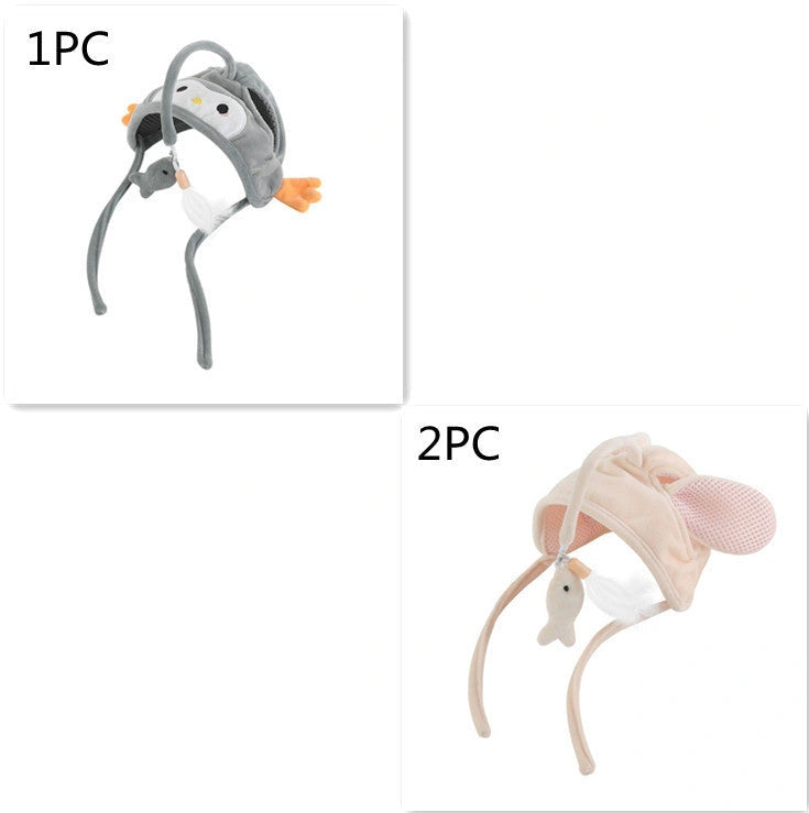 Adjustable Head-Wearing Feather Cat Toy Stick for Indoor Play