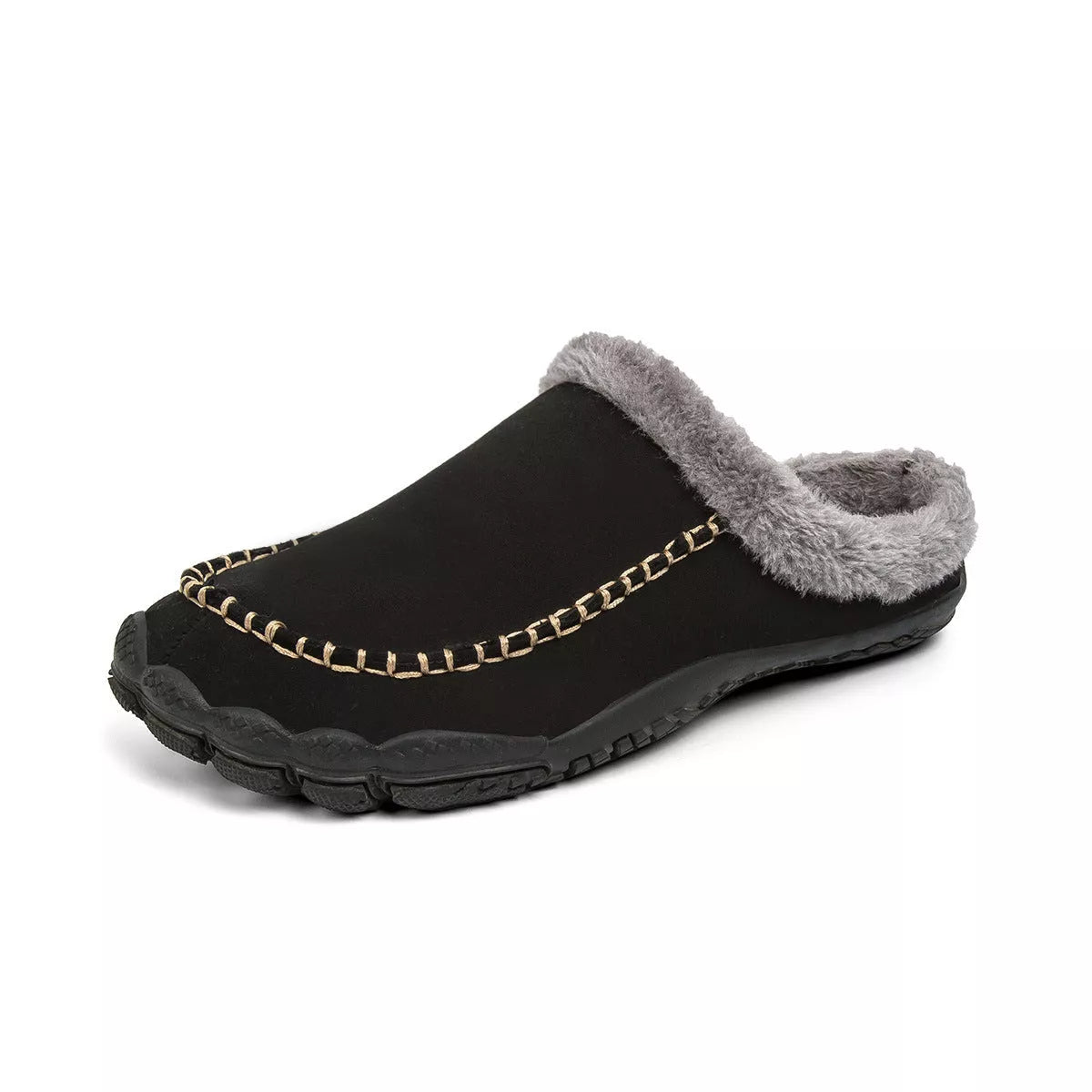 Men's Winter Slippers with Anti-Slip Rubber Outsole and Fluffy Plush Lining