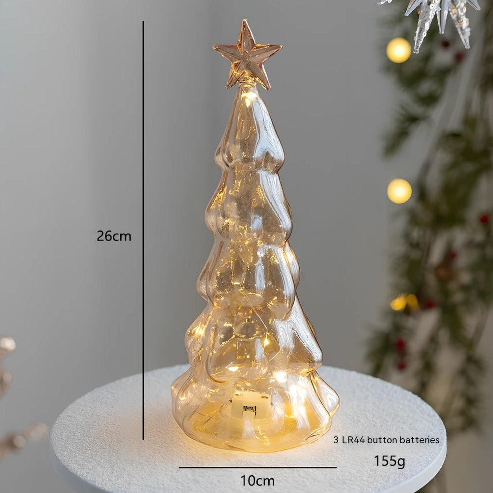 Cloth Christmas decoration models including battery-powered old man and tree for table and window use, 10-20cm height