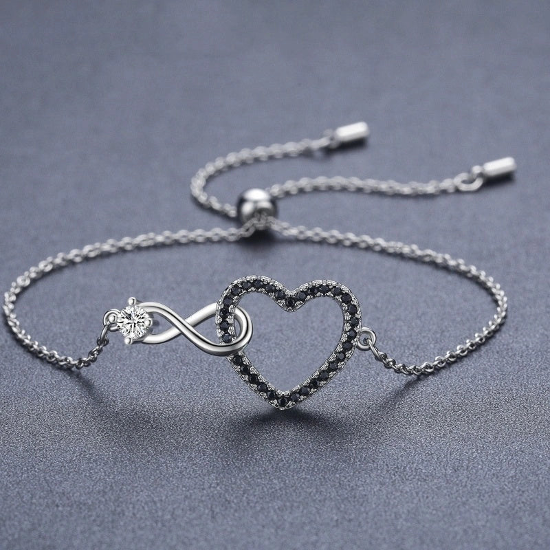 Heart-Shaped 8-Shaped Bracelet with Zircon Decoration for Women