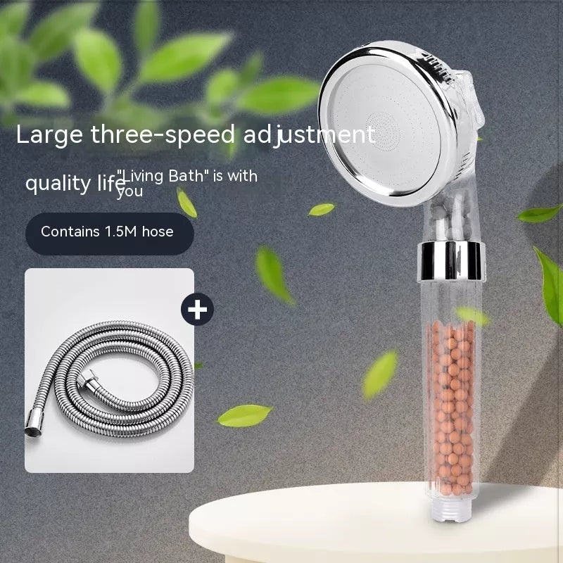 Three-speed Anion Supercharged Filtering Shower Head Nozzle with adjustable settings