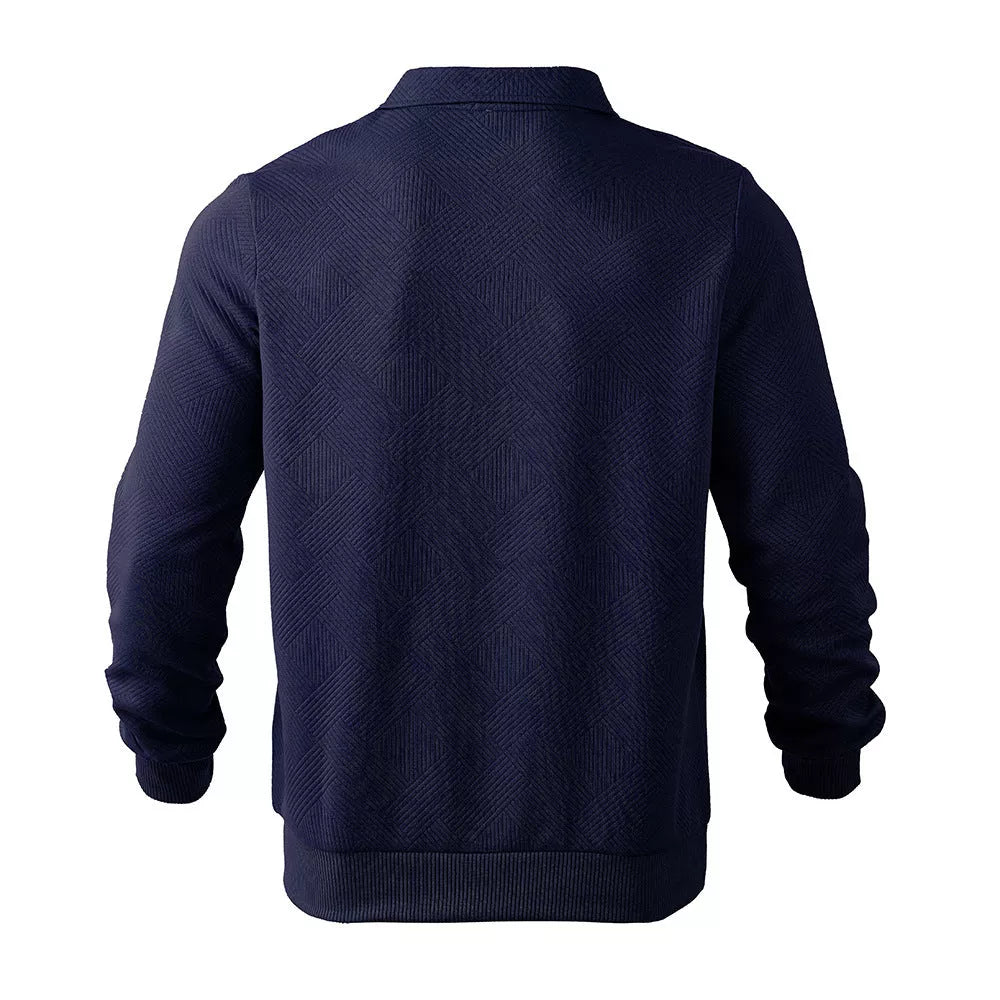Men's Jacquard Half-Zip Sweatshirt in Solid Colors