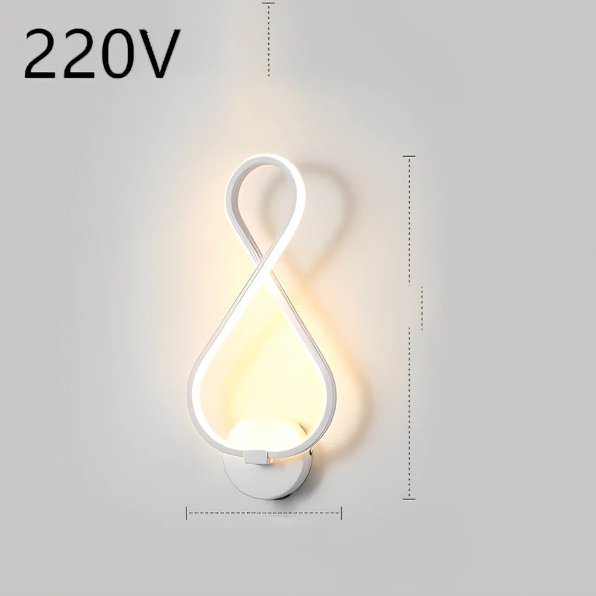 Nordic minimalist LED wall lamp in black with silicone shade, 220V for bedroom bedside use, 30000-hour lifespan