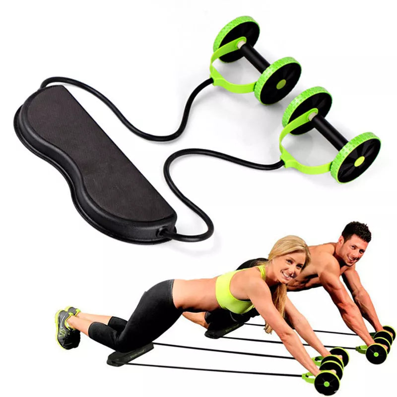 Double-wheeled Abdomen Wheel Pull Rope for Home and Office Fitness
