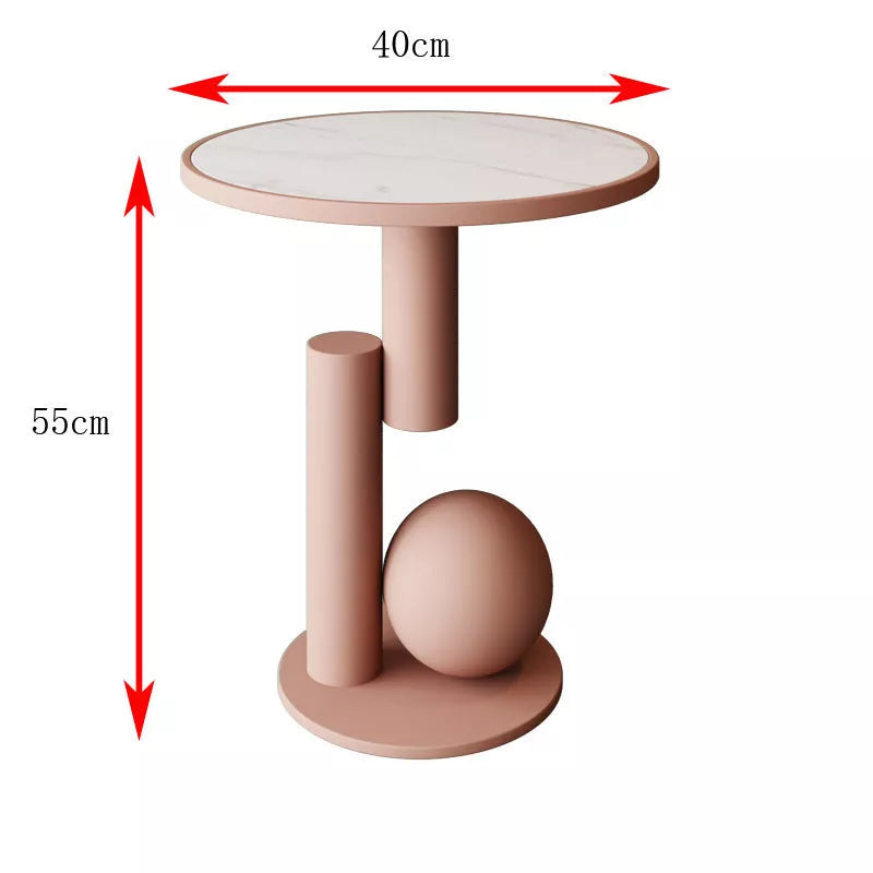 Simple Iron Bedside Table with 55cm Height and 40cm Desktop Diameter