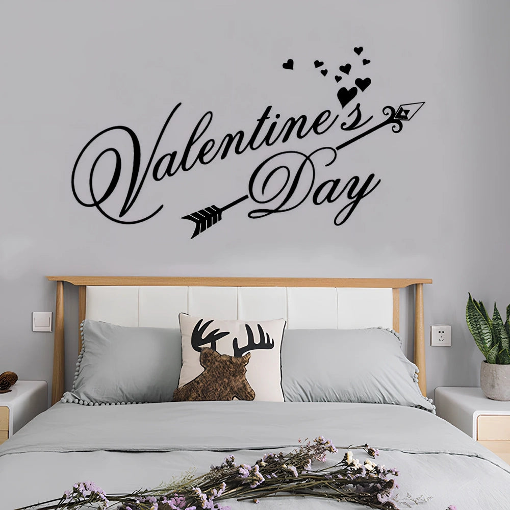 Black hand-painted PVC Valentine's Day love carving, 31x57cm dimensions, carved motifs for wall decor in living rooms