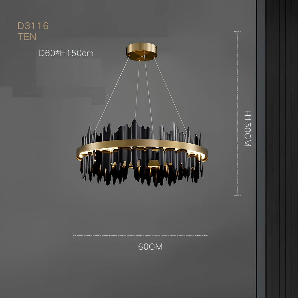 Italian minimalist iron pendant lamp with organic glass shade in black finish, adjustable height mechanism