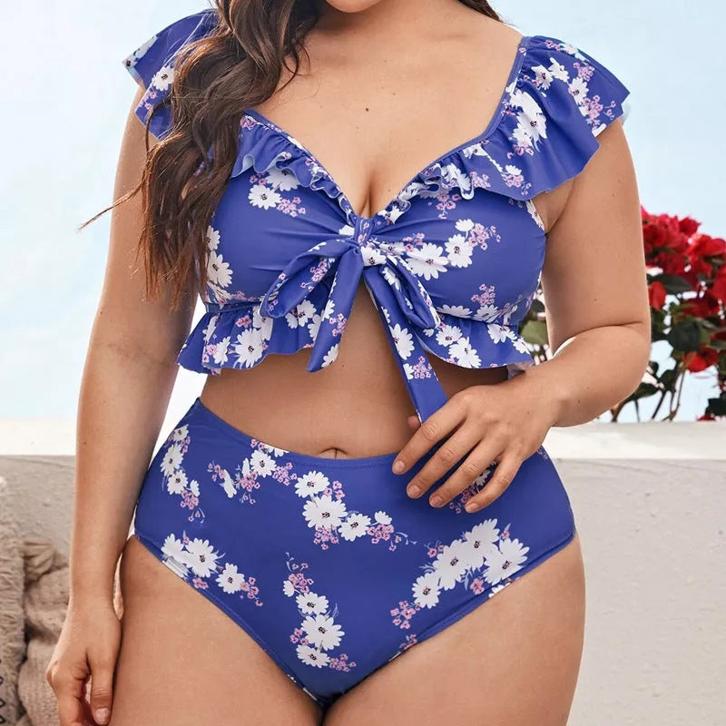 Women's Plus Size Split Bikini in Polyester with Spandex Lining