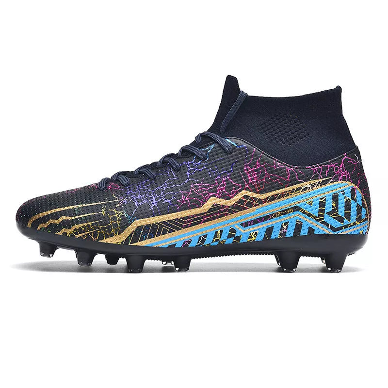 Youth High-Top Spike Turf Soccer Shoes for Enhanced Grip