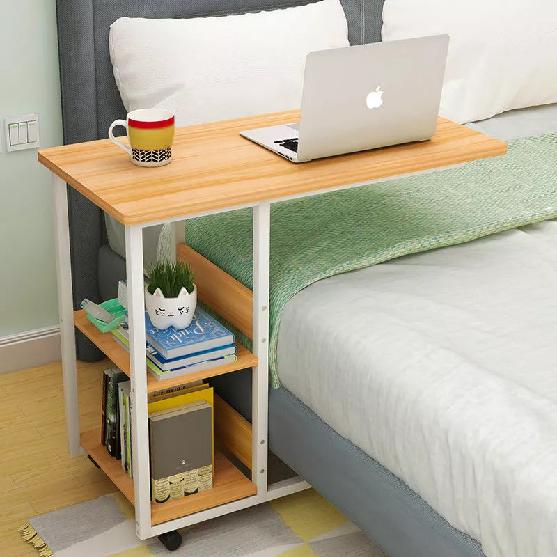 Portable Bedside Table with Walnut Finish for Laptops