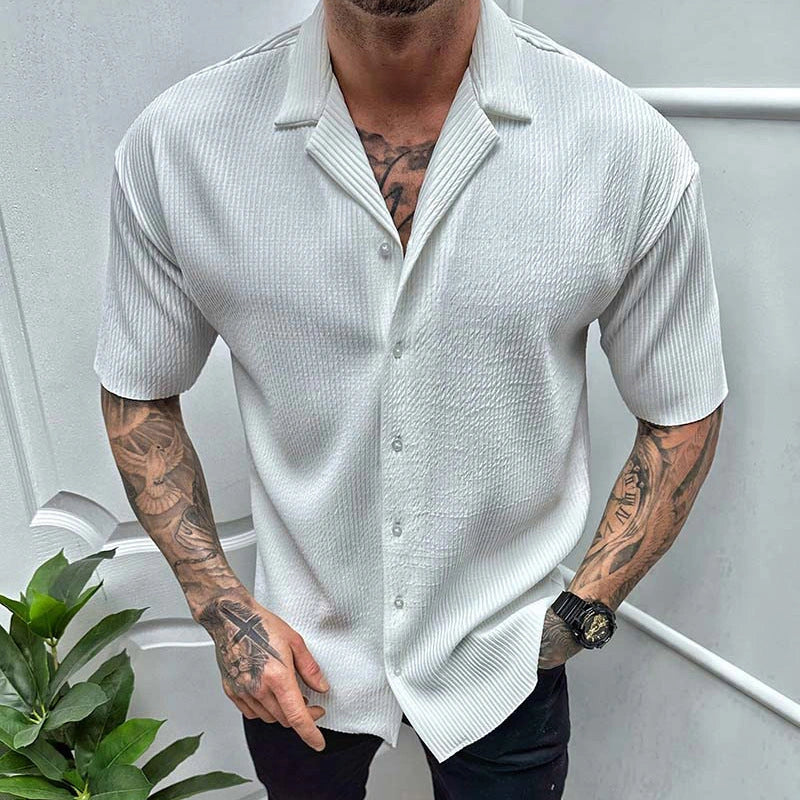 Men's Cotton Blend Short Sleeve Cardigan Shirt