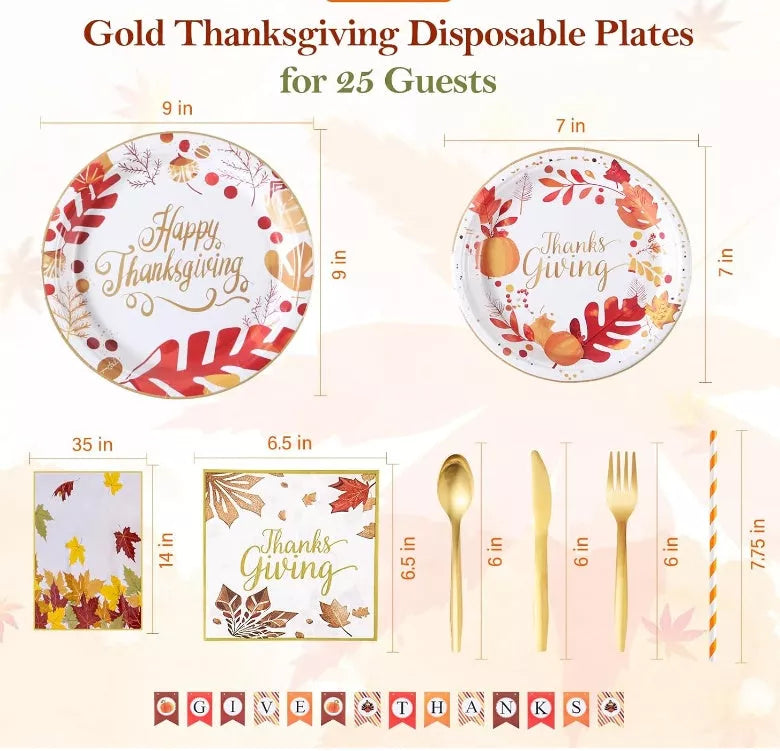 Thanksgiving Plates and Napkins Set in Red for Holiday Gatherings