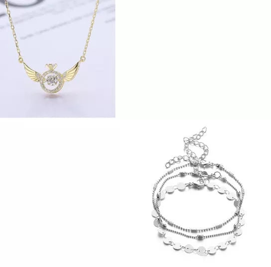 Angel Wings Necklace for Women: Adjustable Water Wave Chain