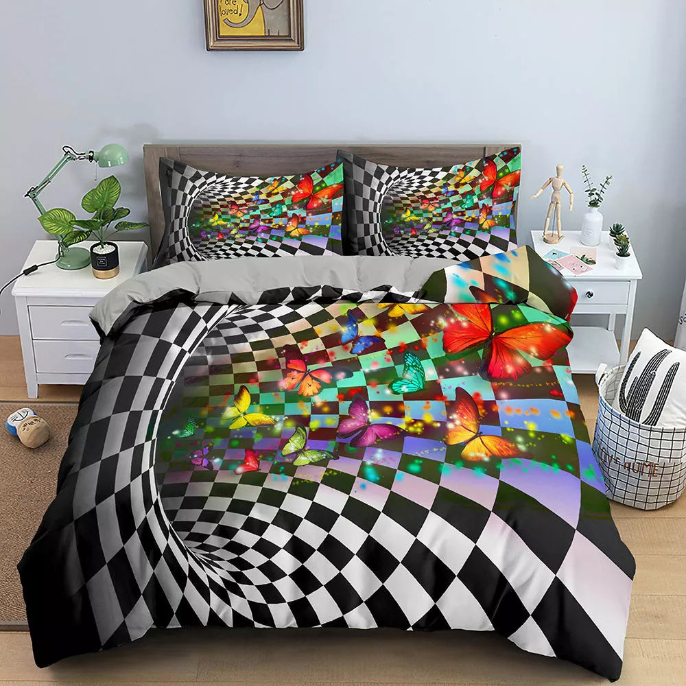 Nordic Style 3D Digital Printing Bedding Set with Chemical Fiber Material