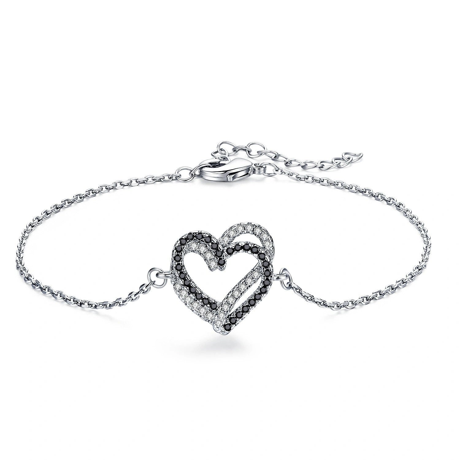 Black Titanium Steel Heart Bracelet for Women