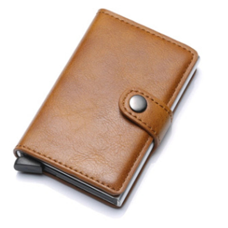 Men's RFID Anti-theft Vintage Wallet with Aluminum Metal Purse and Leather Cover