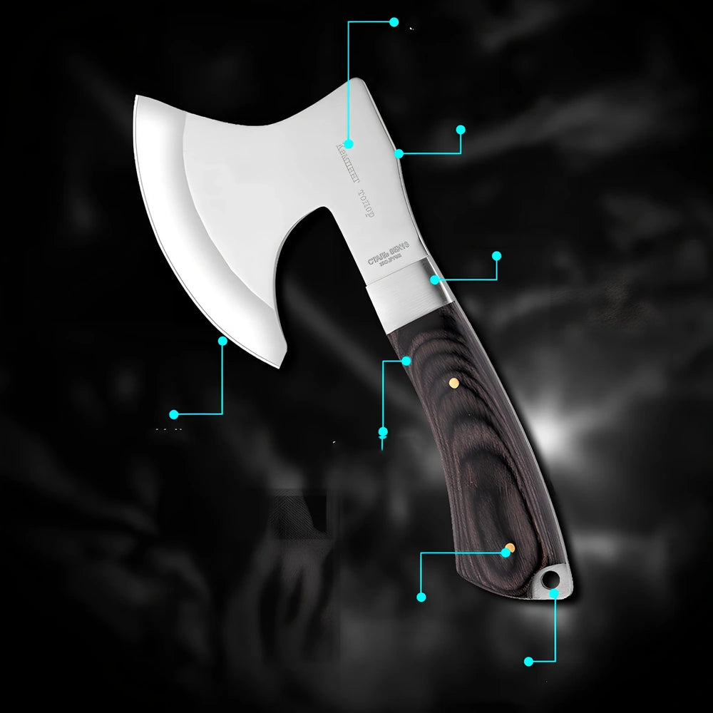 Outdoor Tactics camping axe with 57cm length, 49HRC stainless steel blade for chopping wood in garden or logging