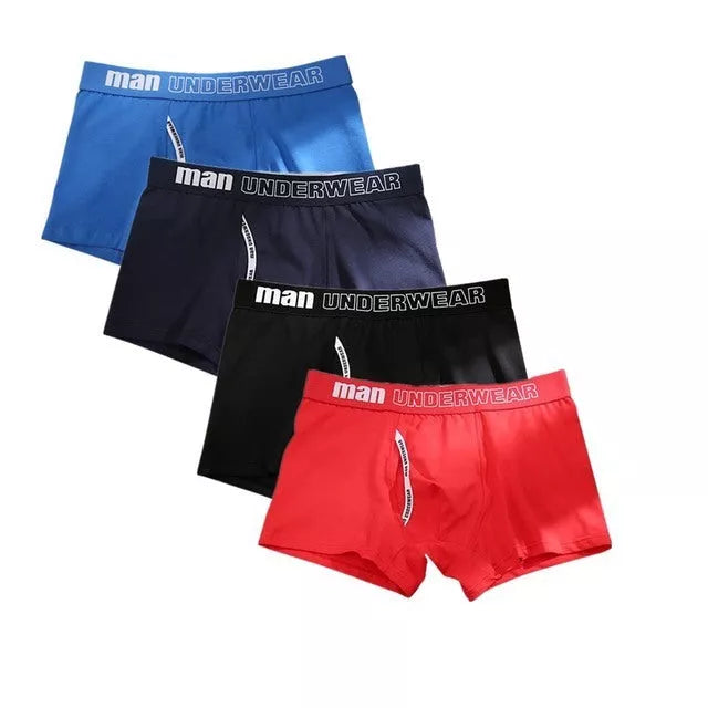 4pcs Men's Cotton Boxer Underpants with Antibacterial Feature