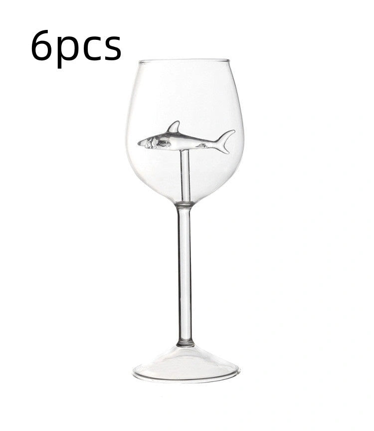 Crystal Shark Red Wine Glass with Rotating Design for Home Bar