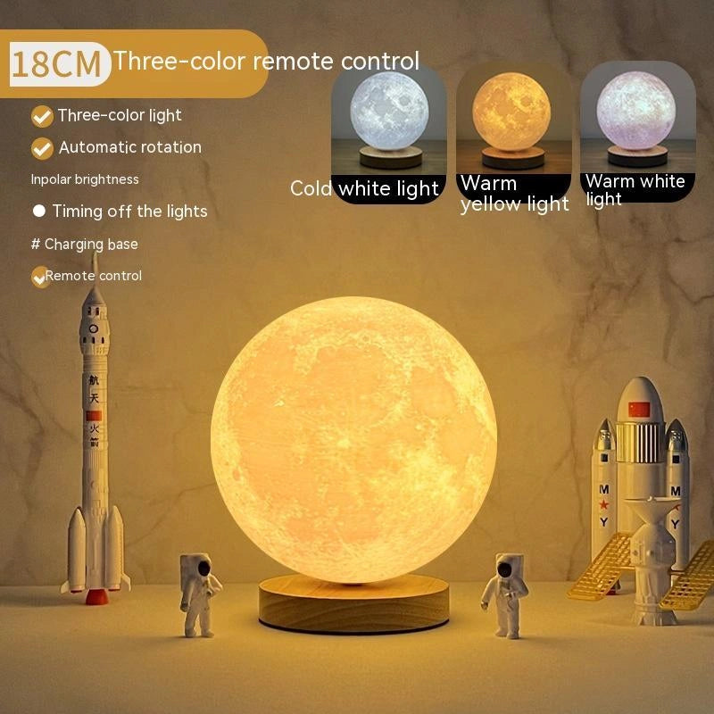 3D Magnetic Floating Levitating Moon Lamp with Touch Control and 3 Color Options