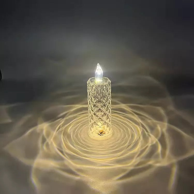 Rose Pattern Refraction LED Electronic Candle Light in Multiple Colors