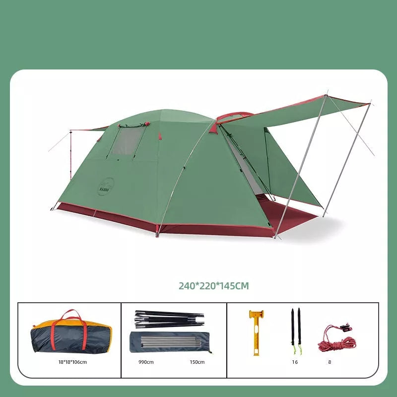 Four Person Outdoor Camping Tent with Rain and Sun Protection