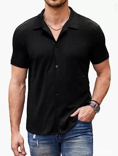 Men's Cotton Blend Casual Polo Shirt with Button Collar