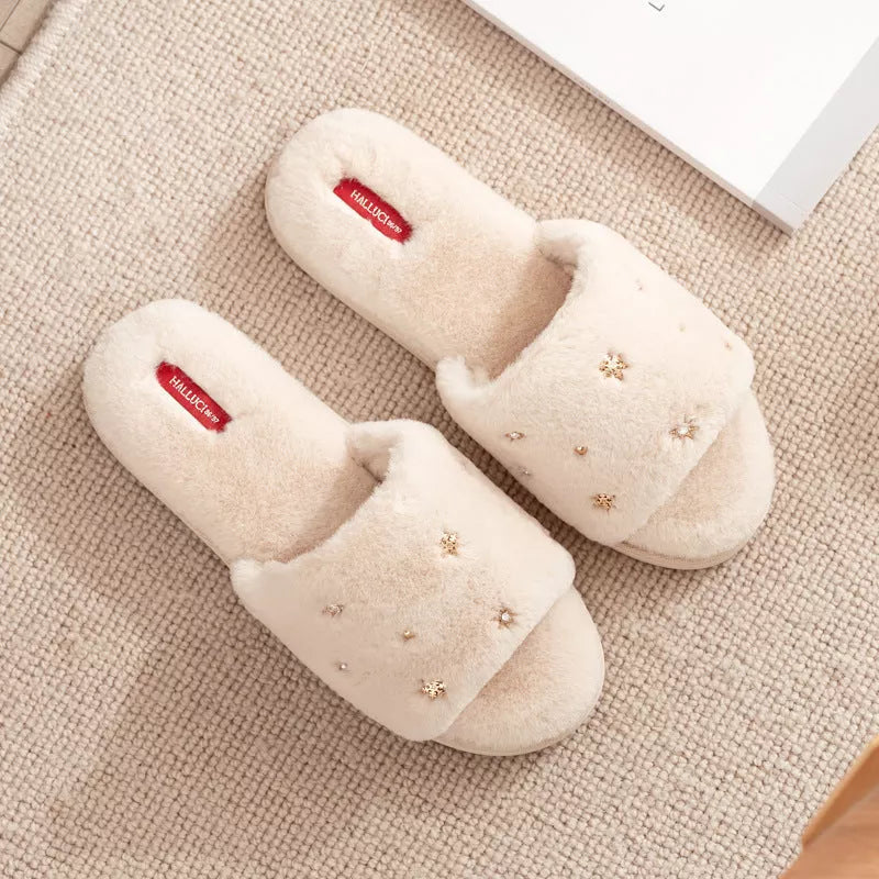 Plush Fish Mouth Christmas Slippers for Women