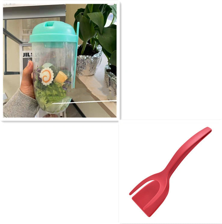 1000ml BPA-Free Salad Cup Set with Fork and Dressing Holder