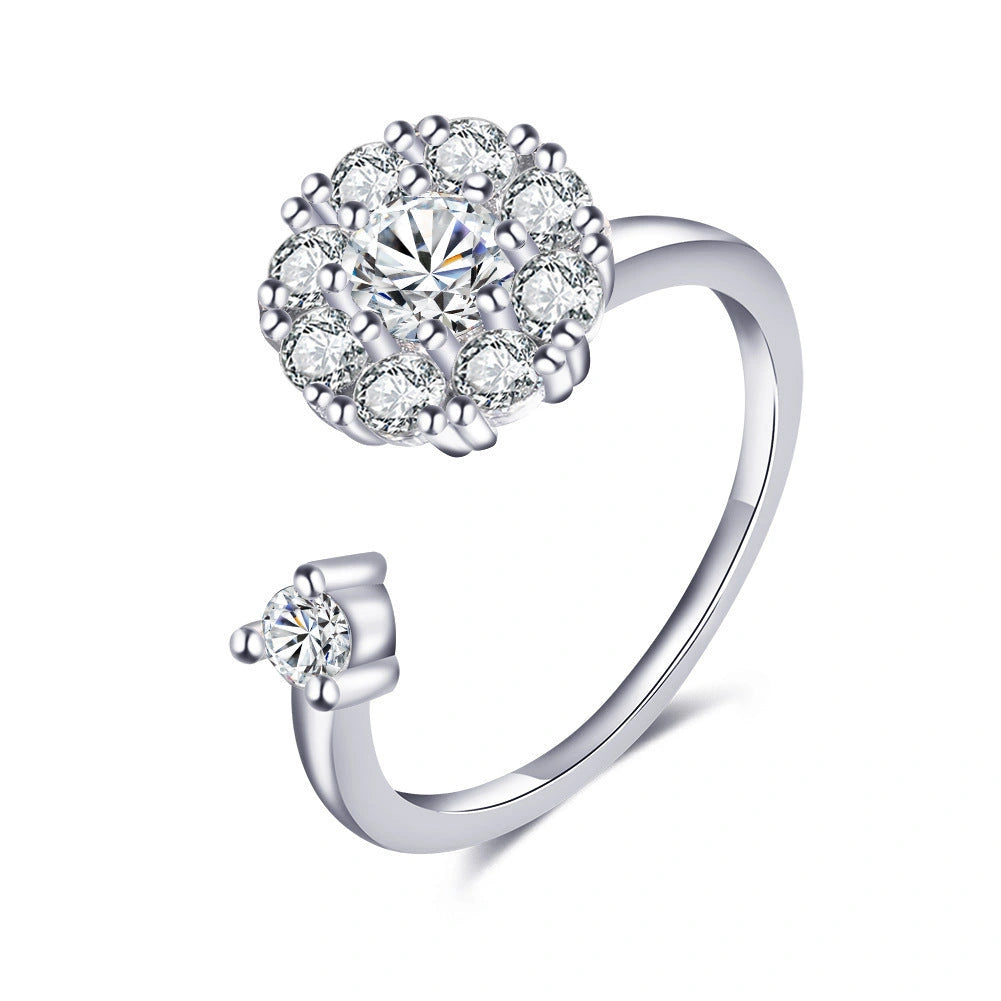 Adjustable Rotatable Butterfly Ring for Women with Zircon Inlay