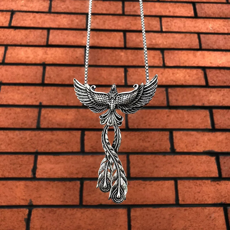 Zinc Alloy Phoenix Pendant Necklace with 65CM Chain