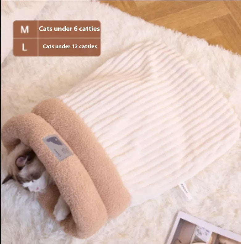 Winter Warm Plush Pet Sleeping Bag for Cats and Dogs