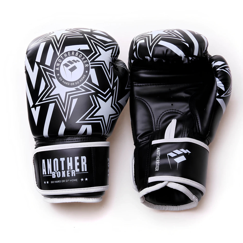 Pair of 10oz Sanda children boxing gloves in blue red type A, PU material with vertical style padding