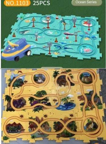 DIY Electric Railroad Speeder Toy for Kids with Multiple Track Designs