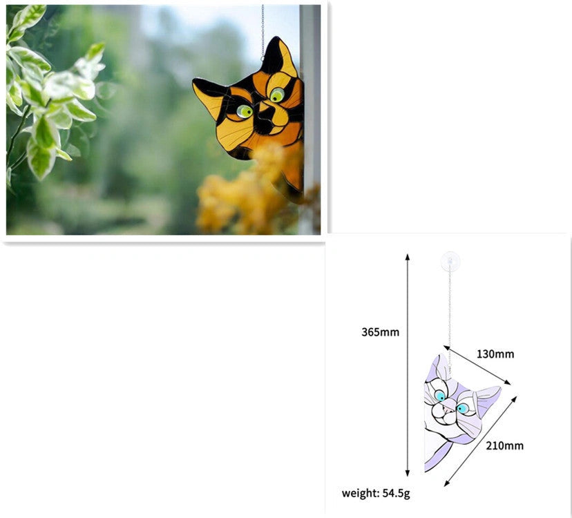 Colorful PVC Cat Window Sticker with Double-Sided Design