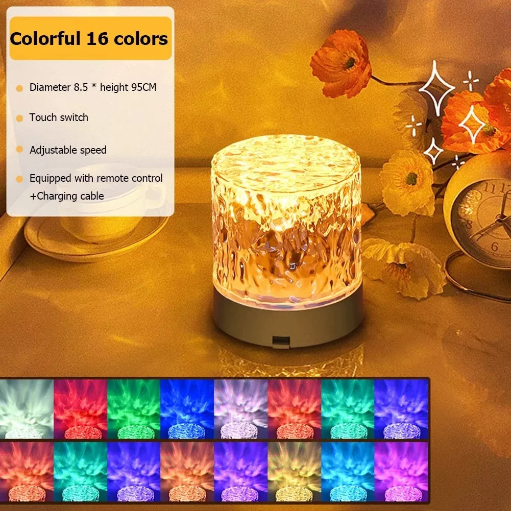 Crystal Lamp with Water Ripple Projector for Home Decoration