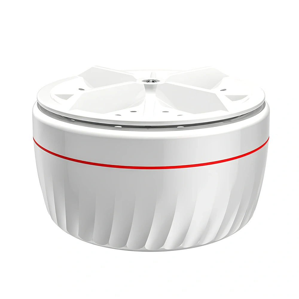 White portable turbine washing machine with USB power connection for dormitory use