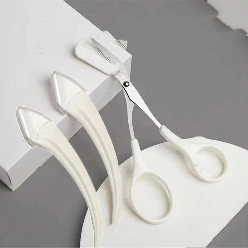 Eyebrow Trimming Knife with Comb - Curved Moon Design for Precise Grooming
